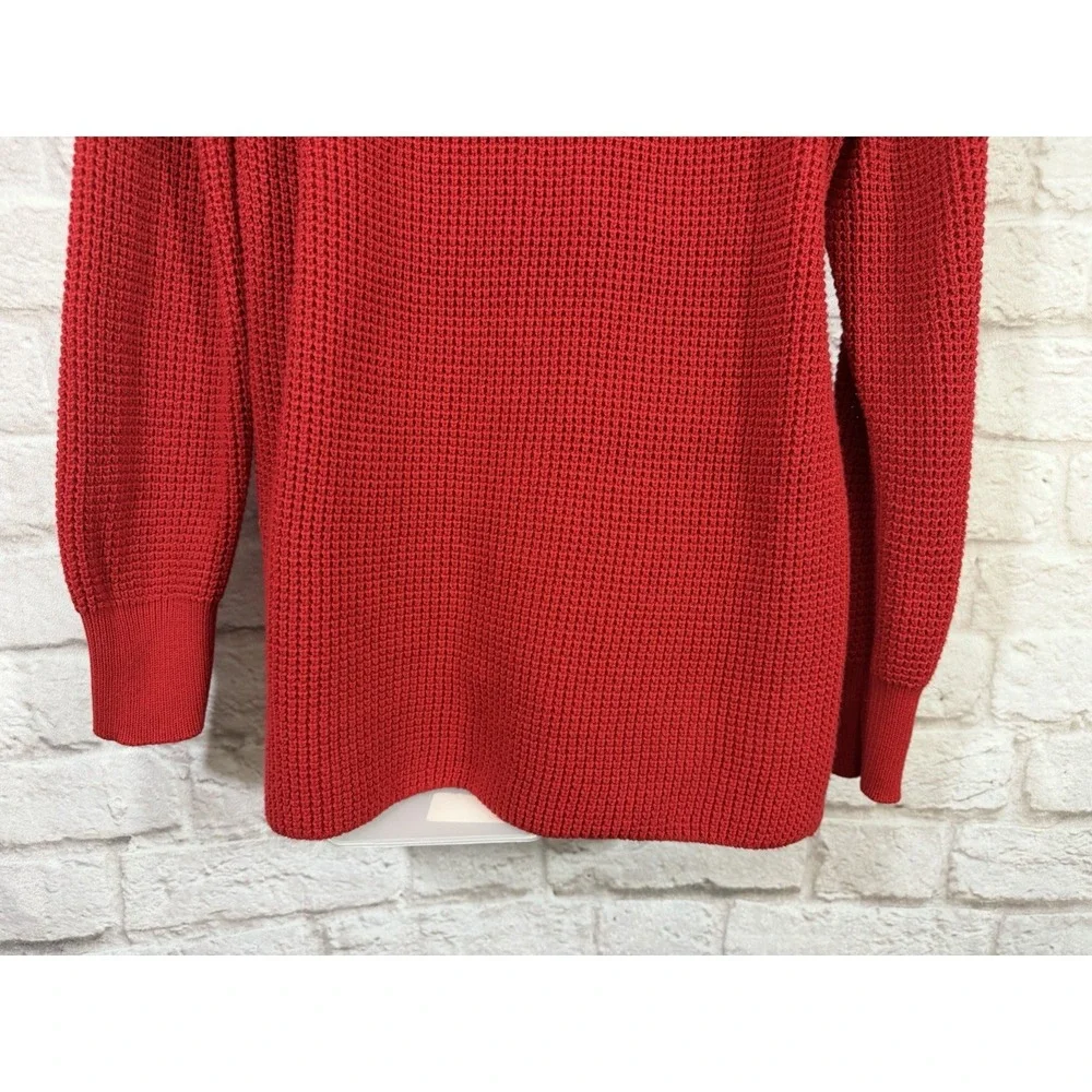 Michael Kors Pullover Sweater M Red Pullover Cowl Neck Waffle Knit Oversized